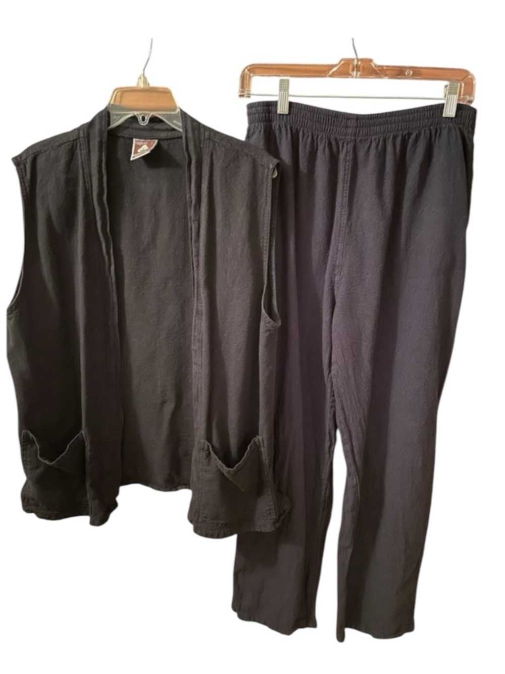 Women’s 2 Piece Set Sleeveless Tunic Vest & Pants 100% Cotton Gauze Size L
